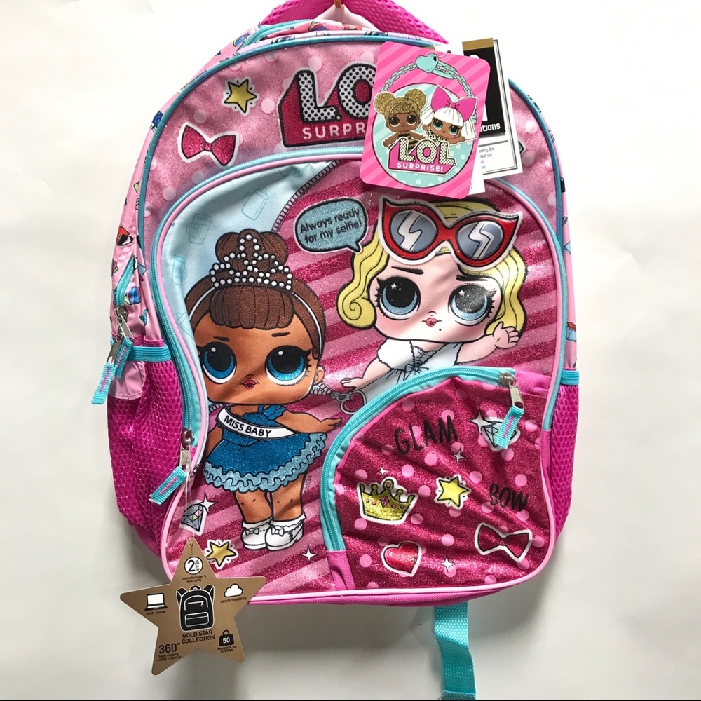 LOL Surprise Girls Book Bag Glitter Glam Backpack